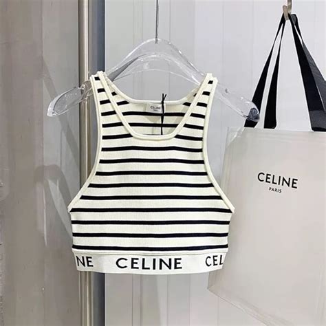 celine crop top black|Celine Crew Neck Sleeveless Crop Top .